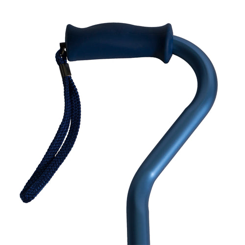 Close-up On Blue Soft Silicone Handle Offset Adjustable Cane Handle