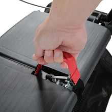 Load image into Gallery viewer, Hand grabbing red handle on Lightweight Rollator seat