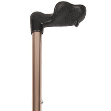 Load image into Gallery viewer, Close-up On Right Hand Bronze Adjustable Molded Palm Grip Handle Cane Handle
