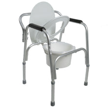 Load image into Gallery viewer, Open Lightweight Bedside Commode with Pail and Removable Backrest with Seat Semi-Up