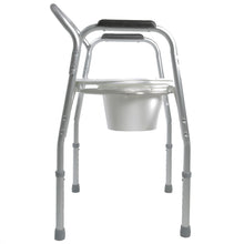 Load image into Gallery viewer, Side View of Lightweight Bedside Commode with Pail and Removable Backrest, Legs Extended