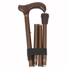 Load image into Gallery viewer, Folded Bronze Folding Adjustable Derby Handle Cane