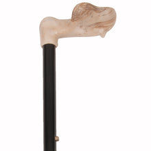 Load image into Gallery viewer, Close-up On Right Hand Black Adjustable Molded Palm Grip Handle Cane Handle