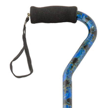 Load image into Gallery viewer, Close-up On Adjustable Blue Peacock Pattern Offset Handle Cane Handle