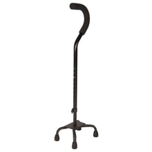 Load image into Gallery viewer, Black Adjustable Quad Cane with a Small Base