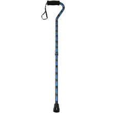 Load image into Gallery viewer, Adjustable Blue Peacock Pattern Offset Handle Cane