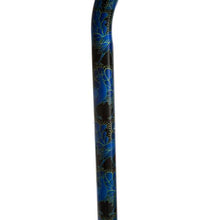 Load image into Gallery viewer, Close-up On Adjustable Blue Peacock Pattern Offset Handle Cane Shaft