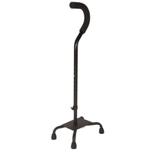 Load image into Gallery viewer, Black Adjustable Quad Cane with a Large Base
