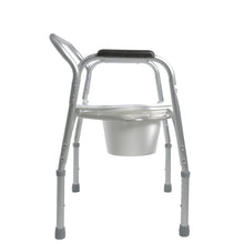 Load image into Gallery viewer, Side View of Lightweight Bedside Commode with Pail and Removable Backrest