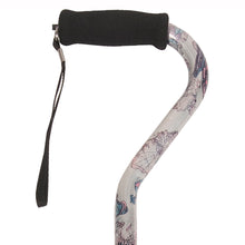 Load image into Gallery viewer, Close-up On Adjustable Compass Rose Pattern Offset Handle Cane Handle