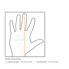 Load image into Gallery viewer, Measurements for Hand Model's Hand Size (7.5" Height, 3.5" Width)