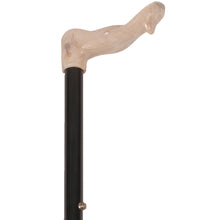 Load image into Gallery viewer, Close-up On Left Hand Black Adjustable Molded Palm Grip Handle Cane Handle