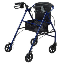 Load image into Gallery viewer, Rear View of Rollator With Curved Backrest with storage container open
