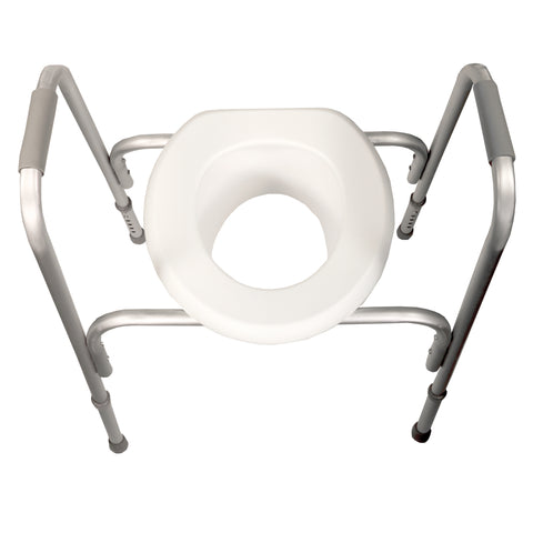 Top of Extra-Wide Adjustable Raised Toilet Seat with Safety Frame