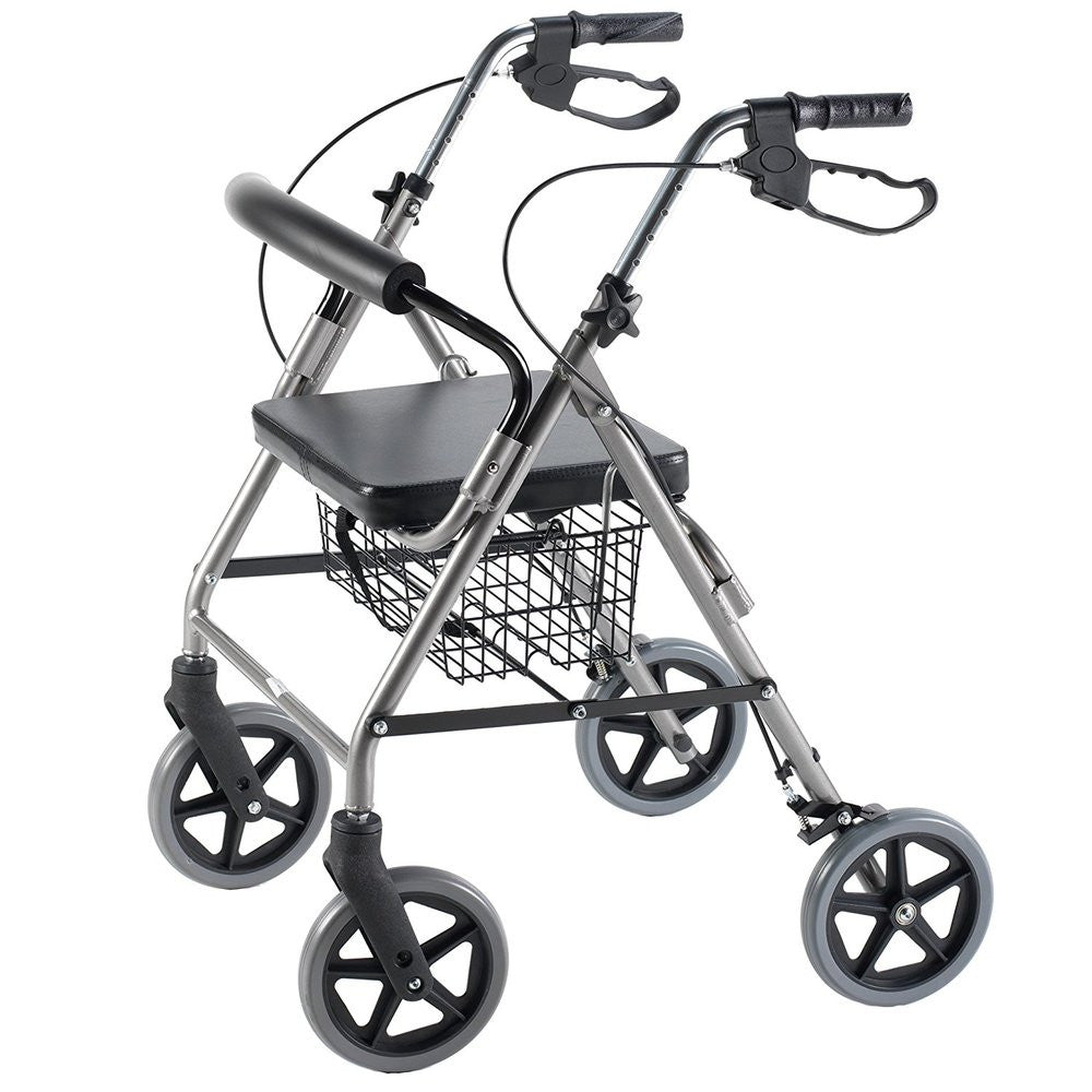 Rollator with Curved Backrest with Extended Handles