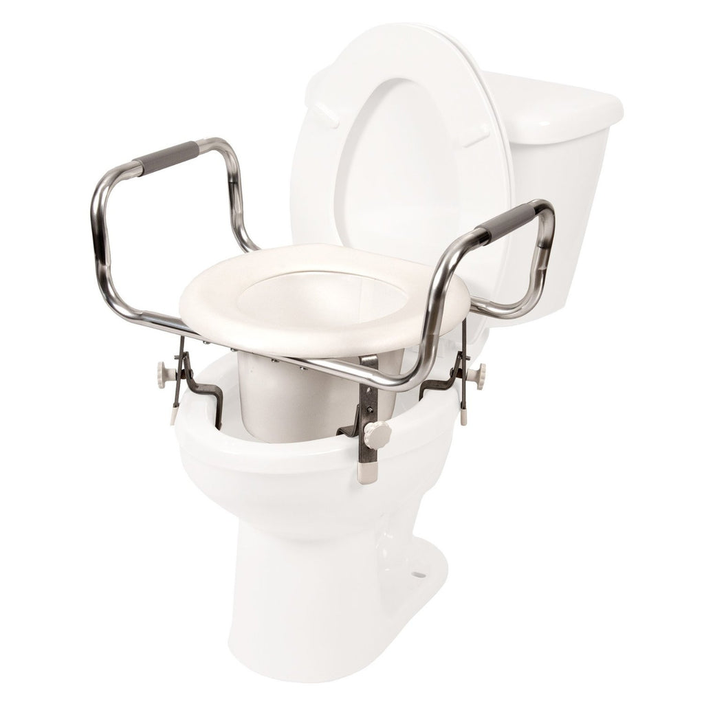 Adjustable Raised Toilet Seat On White Toilet