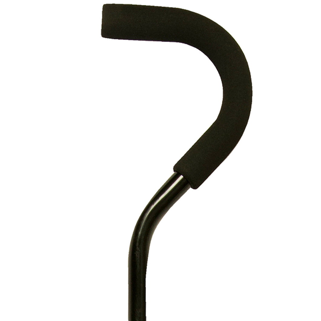 Close-up on Black Adjustable Classic Offset Handle Cane Handle