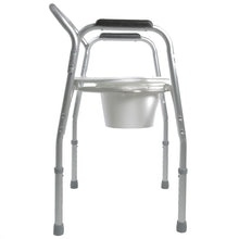 Load image into Gallery viewer, Side View of Lightweight Bedside Commode with Pail and Removable Backrest, Legs Extended
