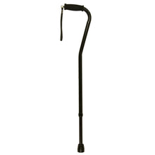 Load image into Gallery viewer, Black Satin Adjustable Offset Handle Cane with Soft Grip and Wrist Strap
