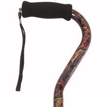Load image into Gallery viewer, Close-up On Adjustable Paisley Pattern Offset Handle Cane Handle
