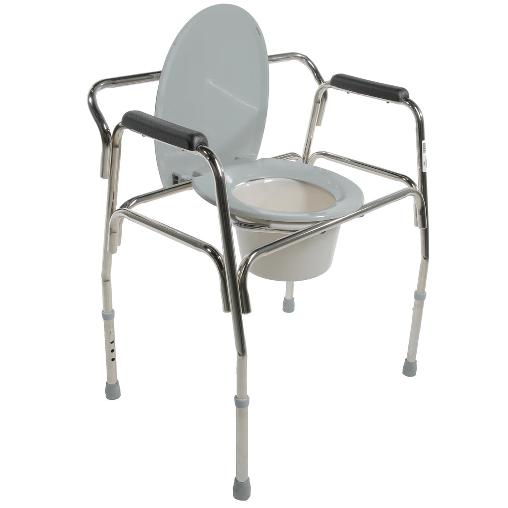 Open Heavy Duty Extra-Wide Commode with Seat Down