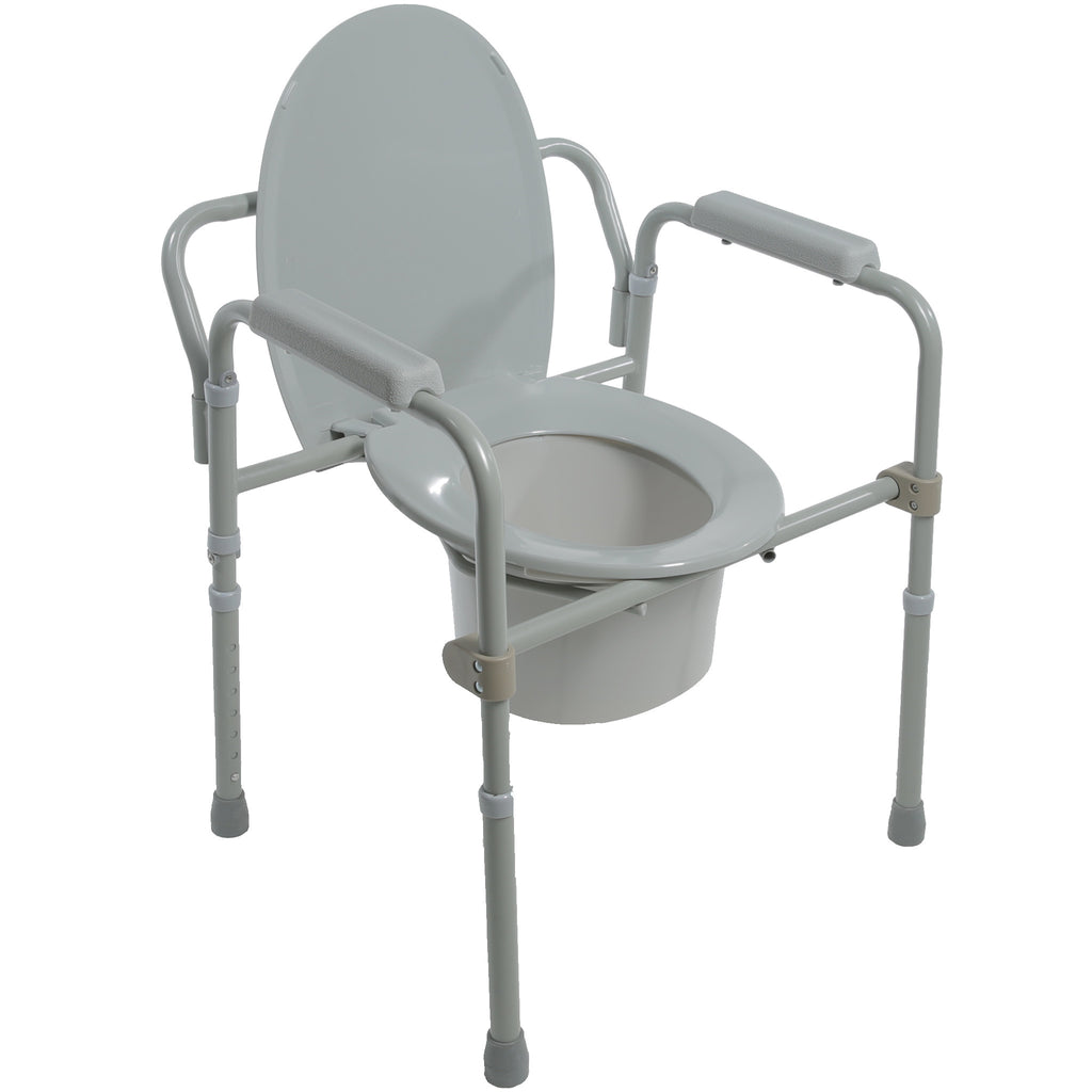 Folding Steel Commode with Seat Down