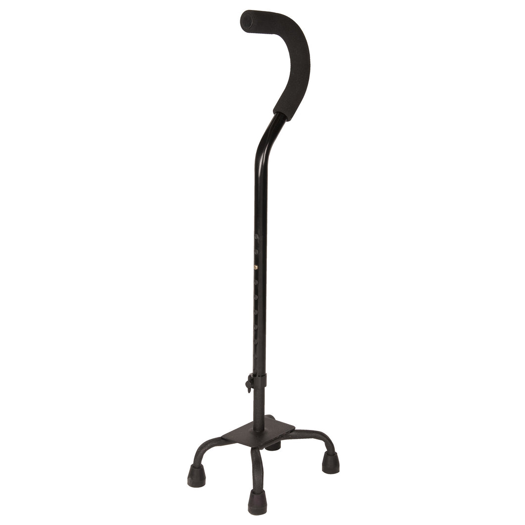 Black Adjustable Quad Cane with a Small Base