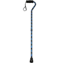 Load image into Gallery viewer, Adjustable Blue Peacock Pattern Offset Handle Cane

