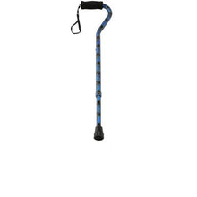 Load image into Gallery viewer, Collapsed Adjustable Blue Peacock Pattern Offset Handle Cane
