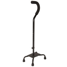 Load image into Gallery viewer, Black Adjustable Quad Cane with a Large Base
