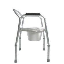 Load image into Gallery viewer, Side View of Lightweight Bedside Commode with Pail and Removable Backrest
