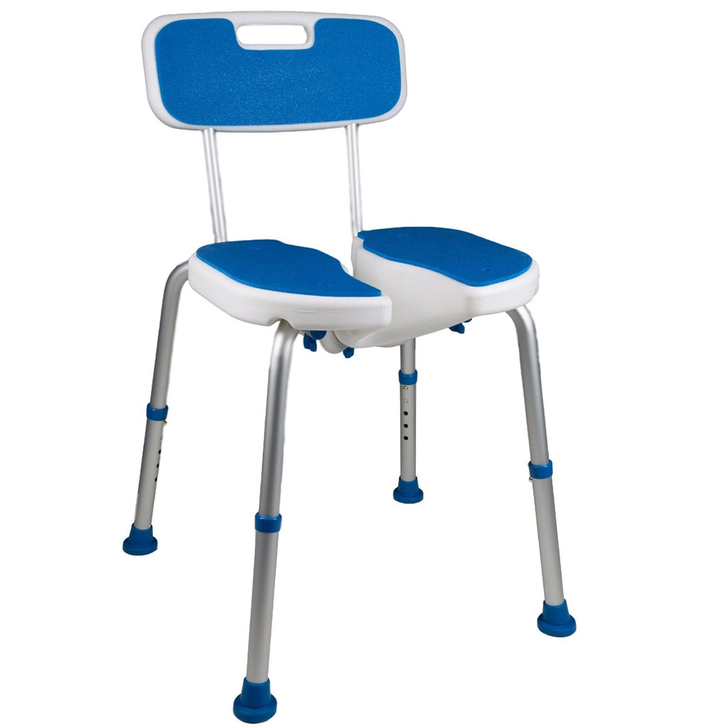 Padded Bath Shower Safety Seat with Hygienic Cutout and Backrest