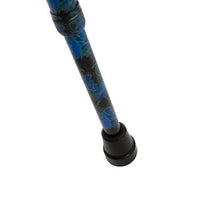 Load image into Gallery viewer, Close-up On Adjustable Blue Peacock Pattern Offset Handle Cane Tip
