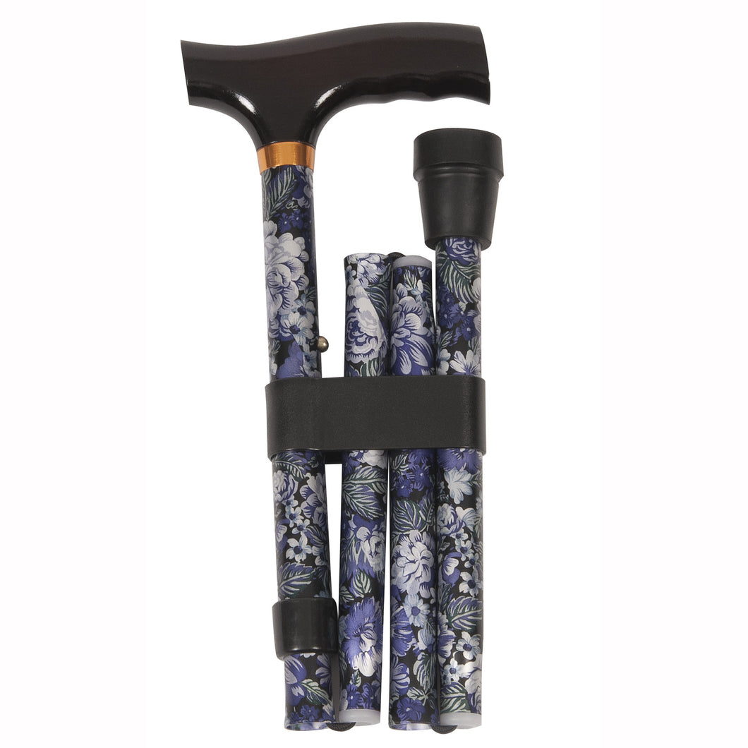 Folded Floral Pattern Folding Adjustable Fritz Handle Cane