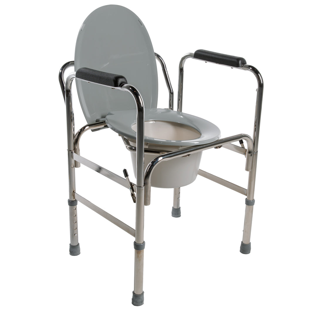 Open Drop-Arm Commode with Seat Down