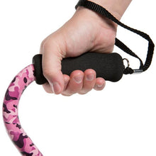 Load image into Gallery viewer, Close-up On Hand Clutching Adjustable Pink Camo Pattern Offset Handle Cane Handle

